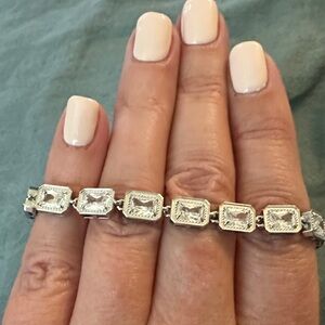 Elegant Stainless Steel Silver Zicron Tennis Bracelet